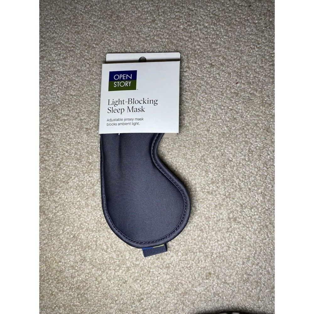 New Open Story Light-Blocking Sleep Mask Gray Adjustable Jersey Size OS
